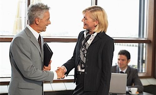 woman-man shaking hands